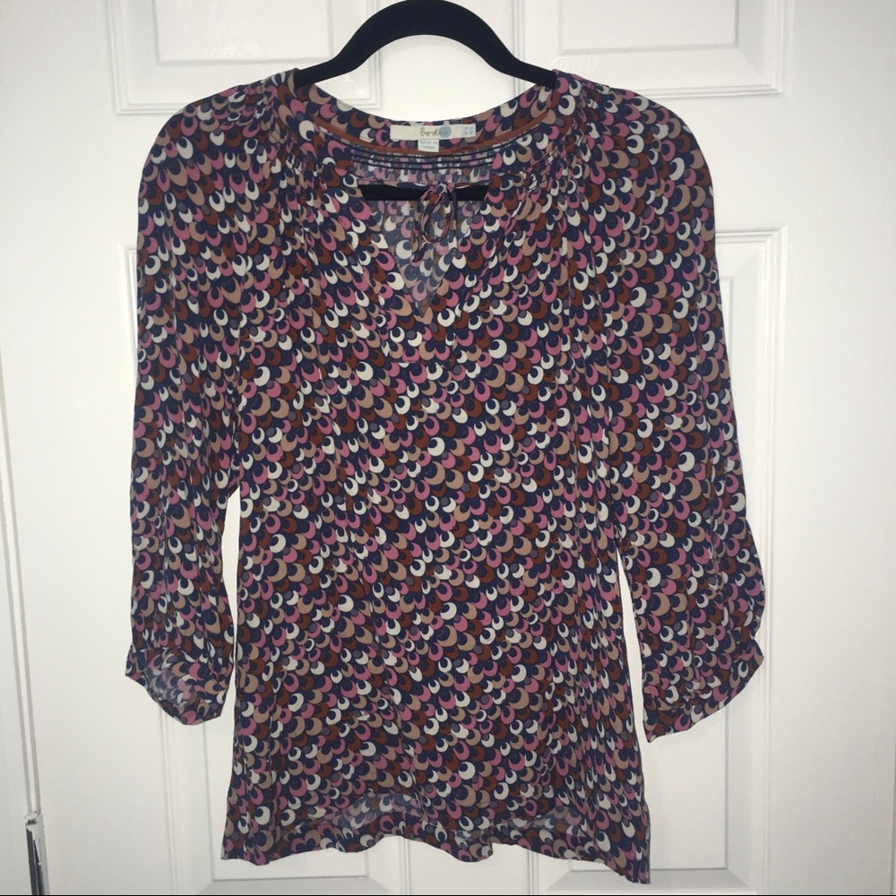 Boden Printed Peasant Blouse